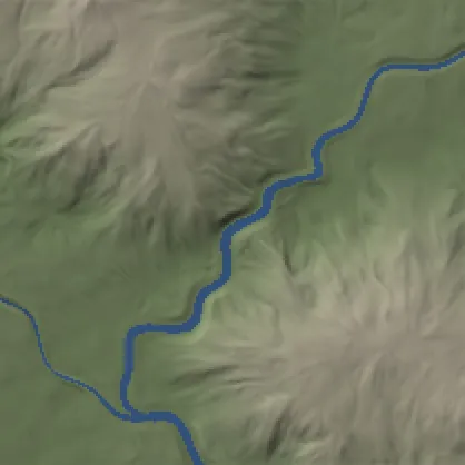 Hananqucha: first neck, before lake installation, shown as plan-view shaded relief with blue diagnostic water