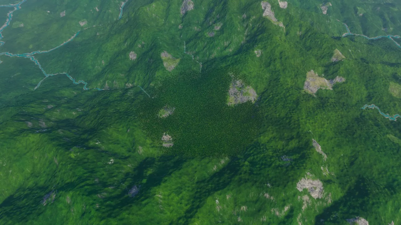 Ho Treo, the enclosed mountain basin, in the Atlas game before the new lake occupies the hollow